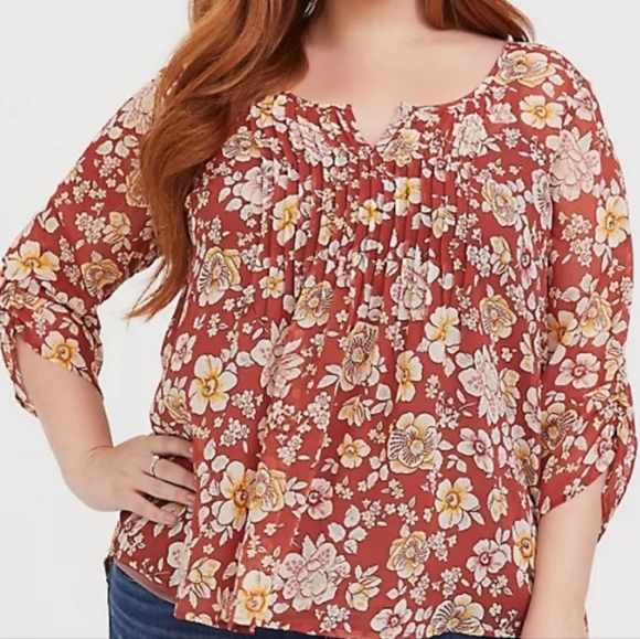 torrid Tops - Torrid Floral Print Chiffon Top